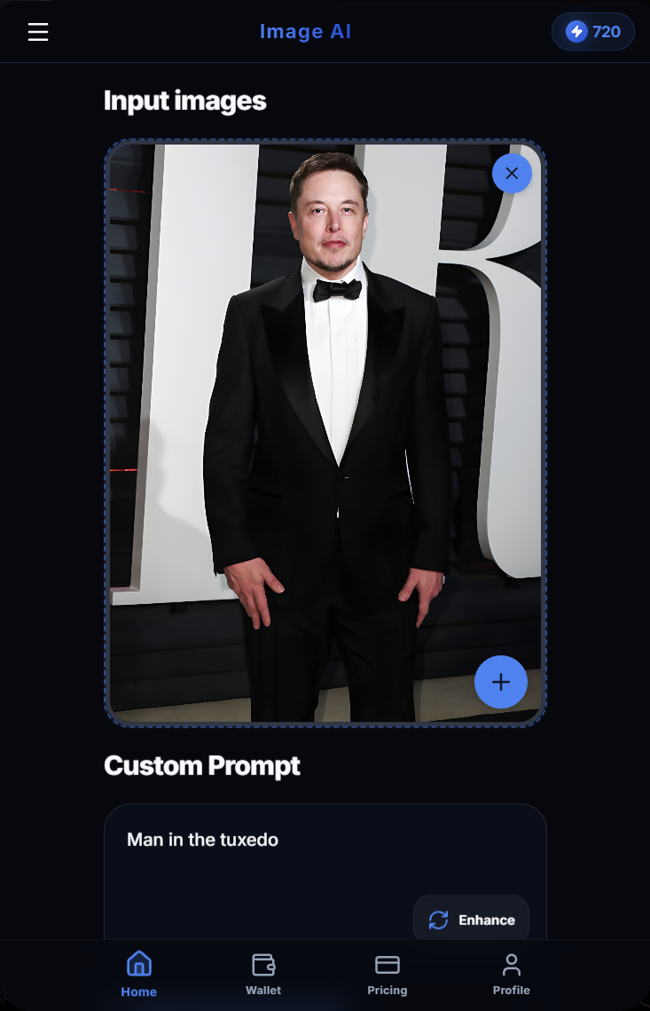 Image AI Generation — image upload