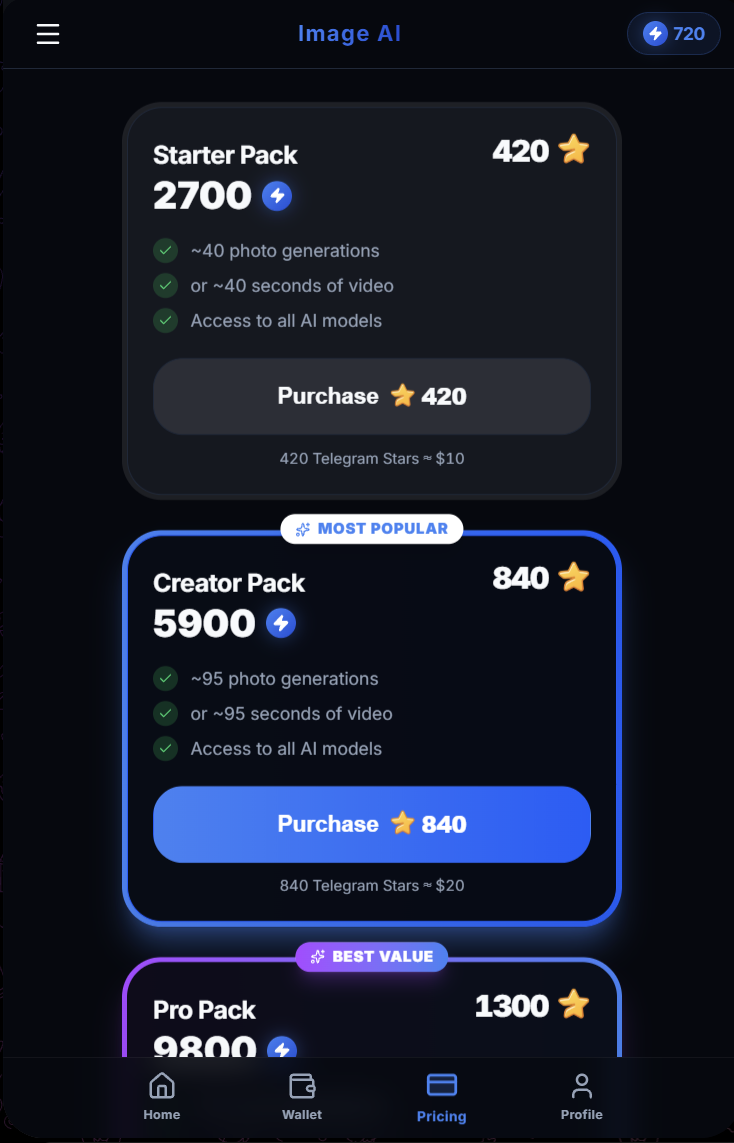 Image AI Generation — plans and packs